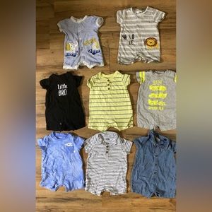 Bundle of 8 baby boy 0-3 month short romper one pieces